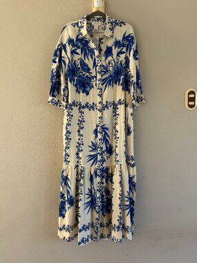 NWT Calypso St. Barth Linen Blend Floral Maxi Dress